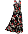 Maxi Long Cocktail Hawaiian Dress Heliconia Paradise Black