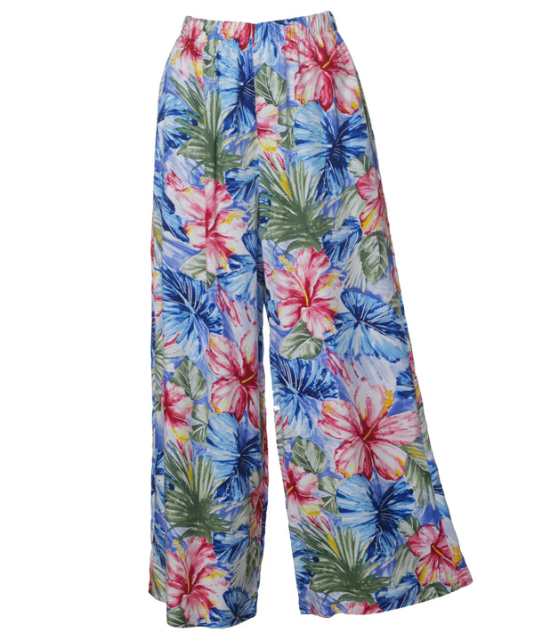 Painted Hibiscus Wide Leg Hawaii-Made Pants