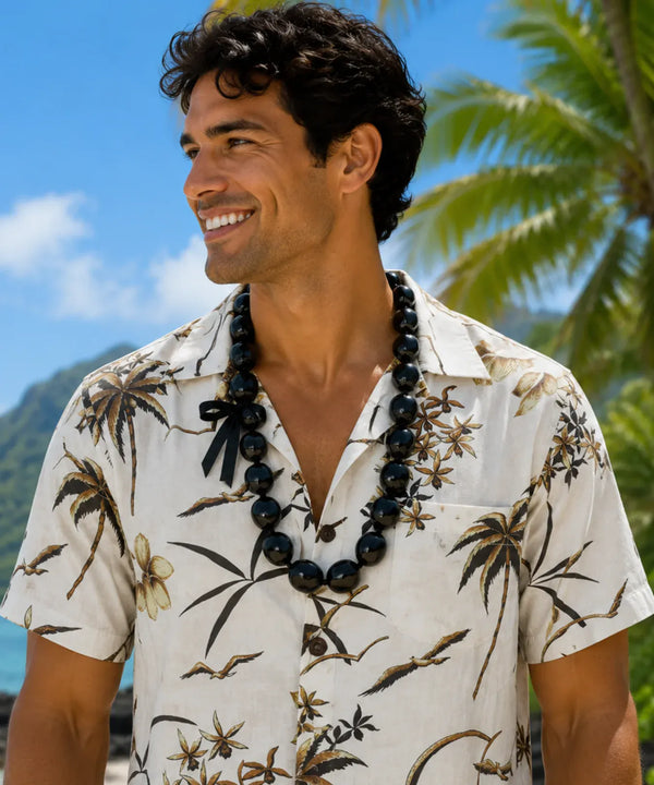 Black Polished Kukui Nut Candlenut Hawaii Lei Black