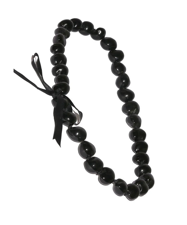 Black Polished Kukui Nut Candlenut Hawaii Lei