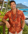 Orange Hand Painted Flower Polished Kukui Nut Candlenut Lei Orange