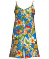Short Cami Romper Tropical Hibiscus & Plumeria