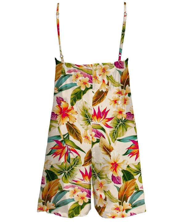 Short Cami Romper Tropical Hibiscus & Plumeria
