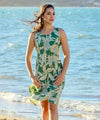 Midi Hawaiian Dress Bias Rayon Viva Pineapples Sage