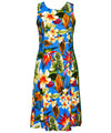 Midi Hawaiian Dress Bias Rayon Tropical Hibiscus & Plumeria