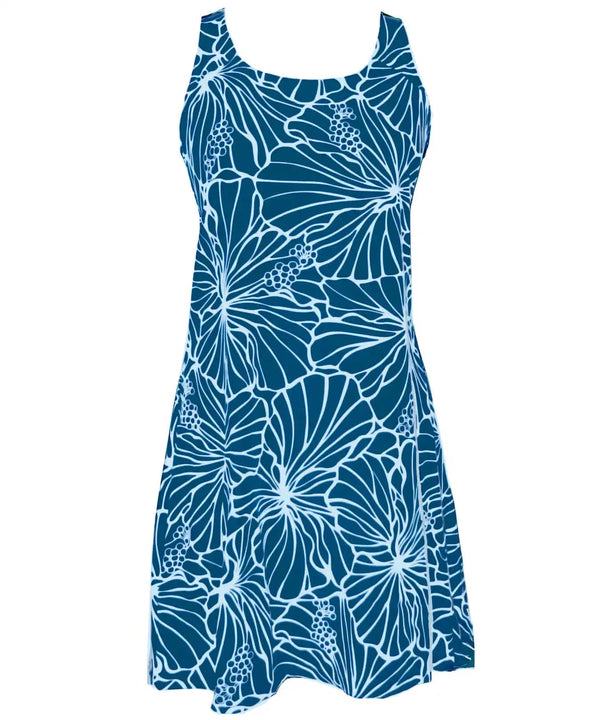 Gala Hibiscus A-Line Short Hawaiian Dress Back Cutout