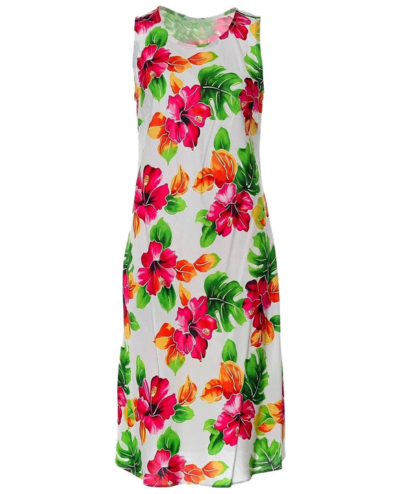 Hibiscus Watercolor Knee Length Aloha Dress