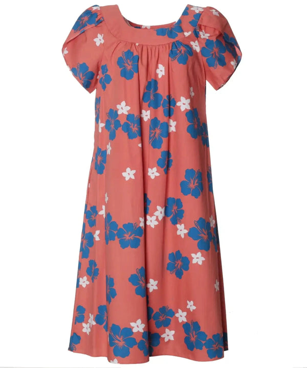Short Muumuu Pull Over Cotton Plumeria Hibiscus