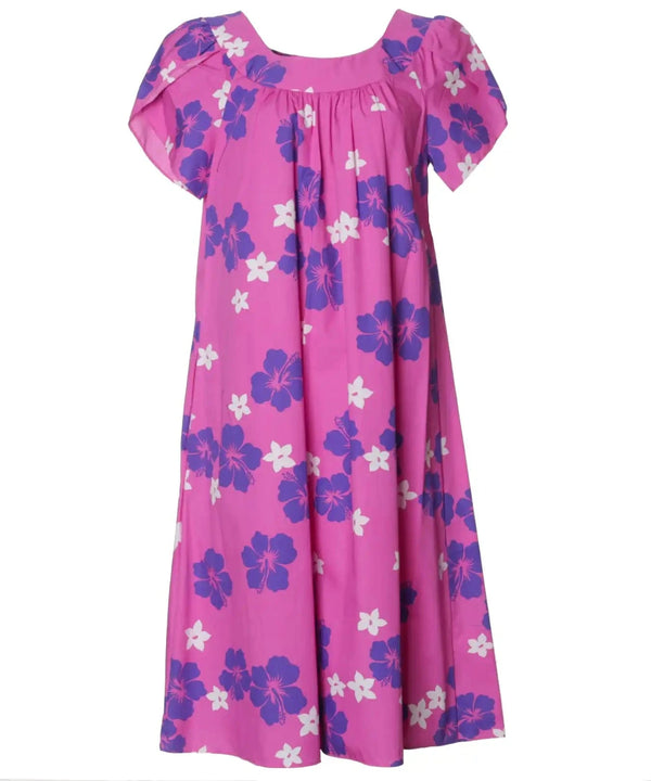 Short Muumuu Pull Over Cotton Plumeria Hibiscus