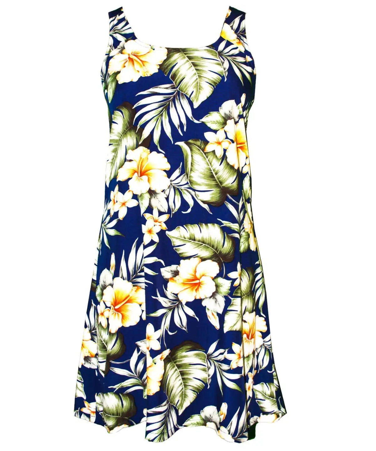 A-Line Short Hawaiian Dress Back Cutout Luau Legend Navy / L