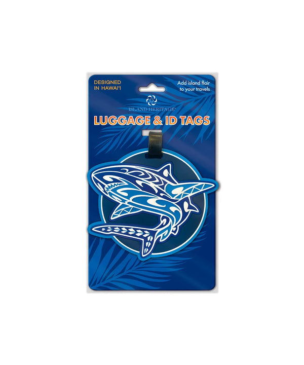 Tribal Shark Blue Luggage Tag