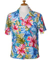 Painted Hibiscus Camp Women's Hawaiian Shirt Peri Paradise Found