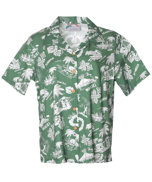 Camp Women's Hawaiian Shirt Waikiki Postcard