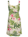 Nalani Short Front Tie Adjustable Rayon Hawaiian Dress Beige