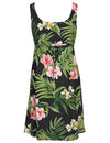 Nalani Short Front Tie Adjustable Rayon Hawaiian Dress Black