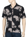 Men Rayon Shirt Pineapple Halakahiki Black Two Palms
