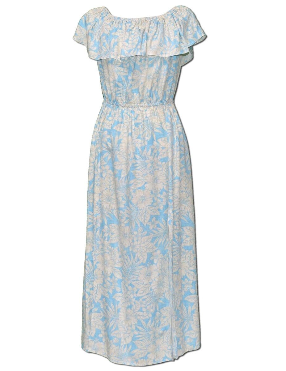 off shoulder ankle length dress Ankle Length Dress Off Shoulder Kohala Forest Blue / L