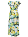 Ankle Length Dress Off Shoulder Watercolor Makawao Forest Yellow KY