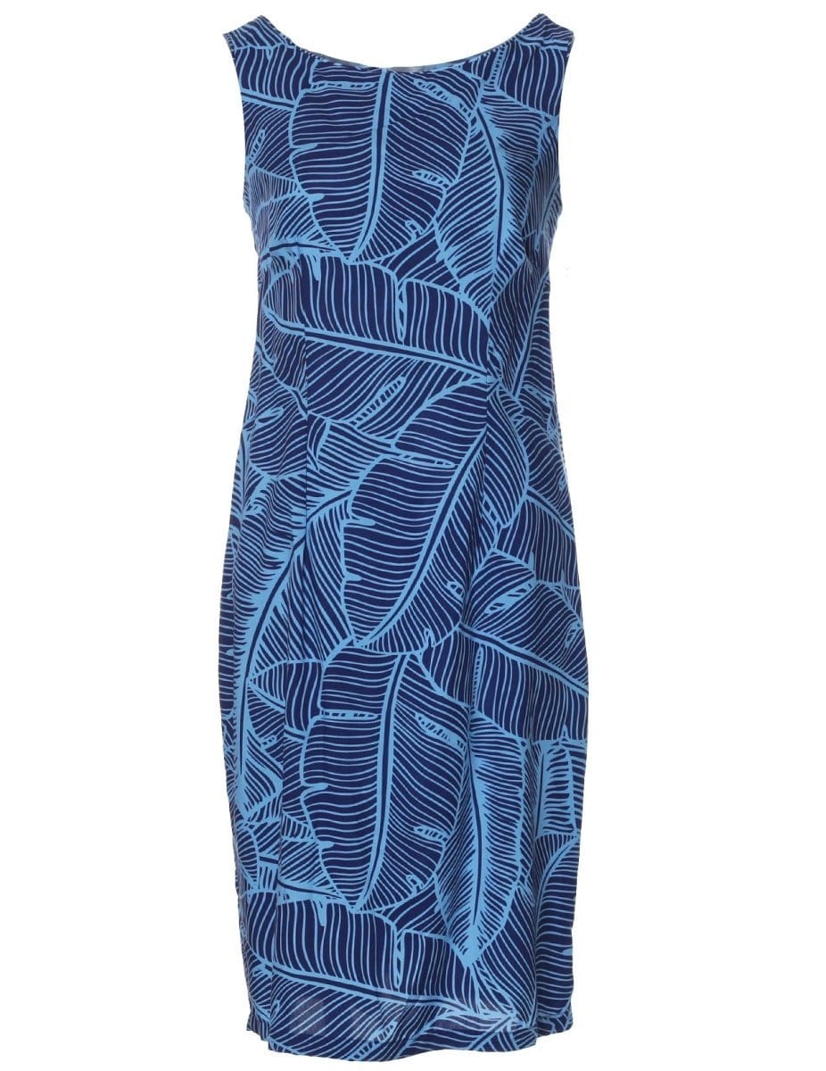 Banana Leaves Short Dress Navy / 2XL Banana Leaves Short Dress Navy / 2XL