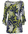Bell Sleeves 3/4 Blouse MAHINA Green Mae Young Designs