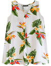 Birds of Paradise Inverted Pleat Top with V-Neck White RJC
