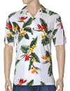 Birds of Paradise Men's Hawaii Rayon Shirt White