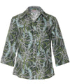 Women Hawaiian Blouse 3/4 Sleeves Fresh Pineapples Green Mae Young Designs