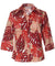 Women's Aloha Shirt Blouse 3/4 Sleeves Monstera Red