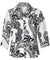 Women's Aloha Shirt Blouse 3/4 Sleeves Tribal Polynesia White Mae Young Designs
