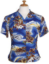Blue Hawaii Rayon Camp Shirt for Women Blue