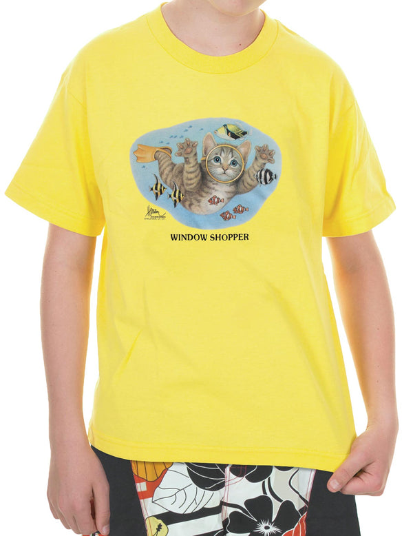 Kids T-Shirts Kitty Ocean Diver Yellow