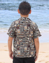 Boys Aloha Shirt Aiea Tapa Brown Pacific Legends