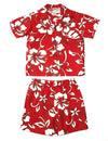 Classic Hibiscus Pareo Boy's 2 Piece Cabana Set or Shirt Red