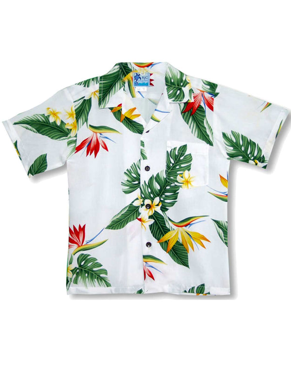 Boy Shirt Birds of Paradise White