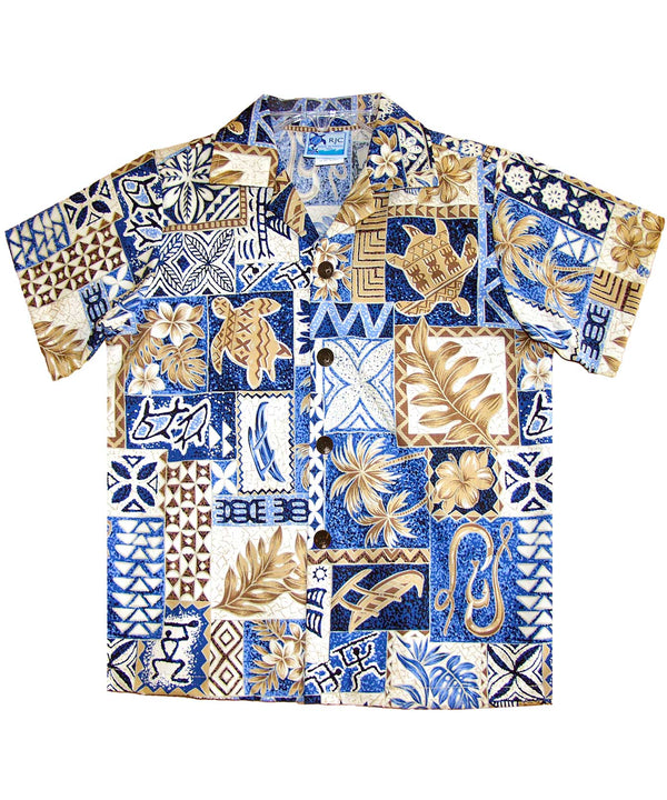 Boy Shirt Tapa Honu Blue