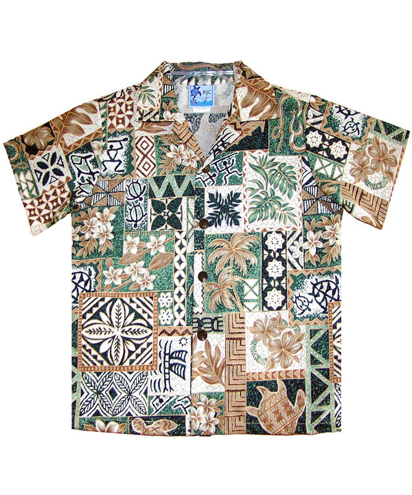 Boy Shirt Tapa Honu Green