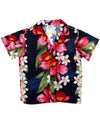 Boys Hawaiian Shirt Plumeria Orchid Panel