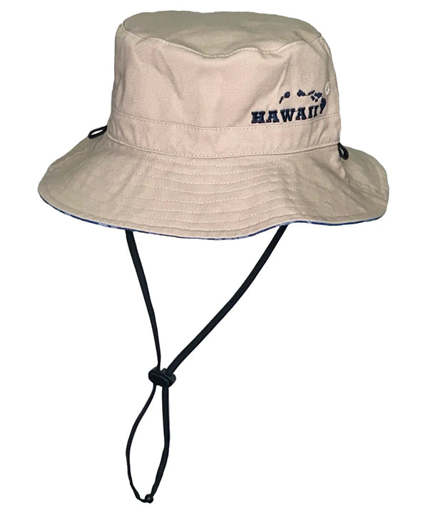 Monstera Honu Bucket Hat Reversible Hawaii Khaki