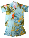 Cabana Set Toddler Boy's Hawaiian Shirt Waipio Hibiscus Aqua KY