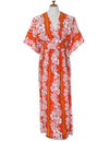 Hawaiian Caftan Dress Ilima Panel Leis Orange Fits S to 4XL (2-26)