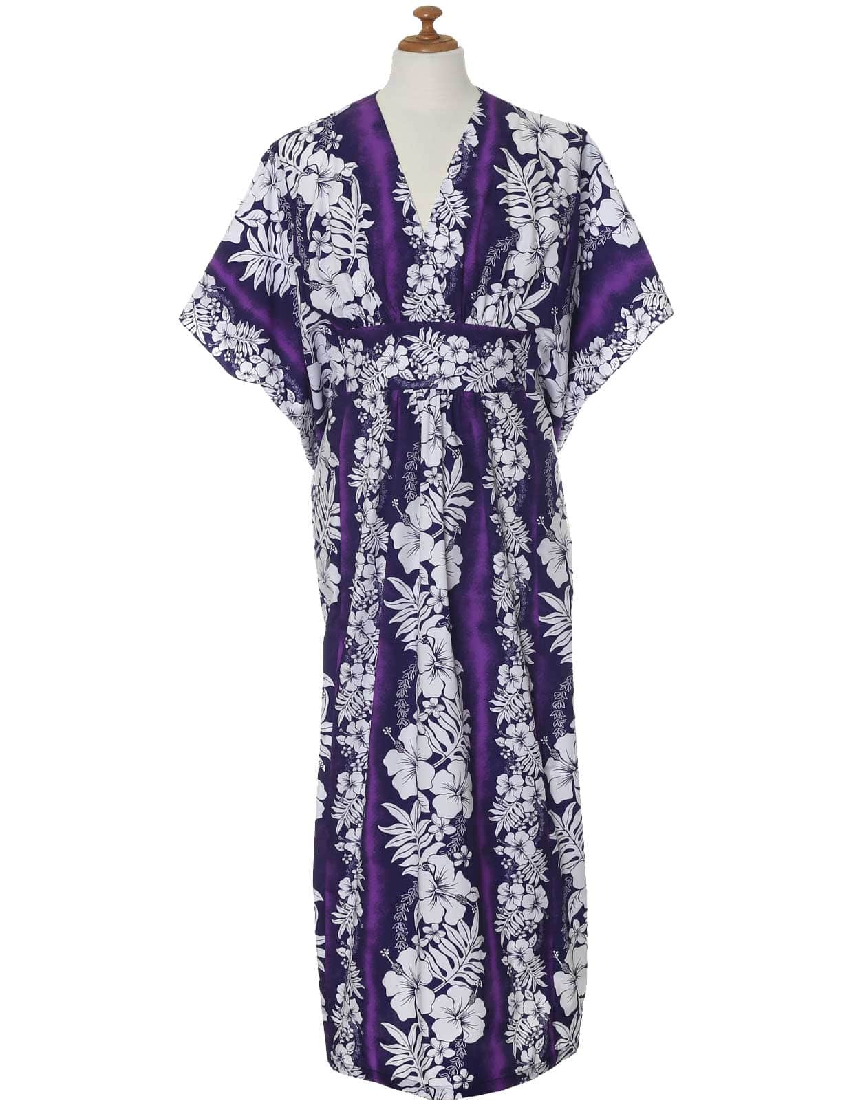 Hawaiian Caftan Dress Ilima Panel Leis Purple / One size Hawaiian Caftan Dress Ilima Panel Leis Purple / One size