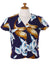 Calla Lily Hawaiian V-Neck Blouse Magnum PI Print Purple