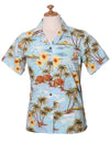 Camp Hawaiian Shirt for Women Paradise of Kauai Sky Blue KY