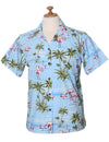 Camp Women's Hawaiian Shirt Flamingo Ohana Blue KY