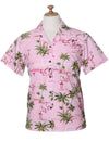 Camp Women's Hawaiian Shirt Flamingo Ohana Pink KY