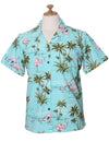 Camp Women's Hawaiian Shirt Flamingo Ohana Teal KY