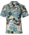 Canoe Rolling Waves Hawaiian Shirt Teal