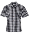 Classic Hawaiian Paniolo Palaka Plaid Shirt for Men in Black Black S