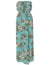 Classic Orchids Maxi Strapless Ruffle Overlay Hawaiian Dress Aqua