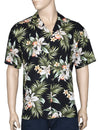 Classic Orchids Rayon Aloha Shirt Black KY